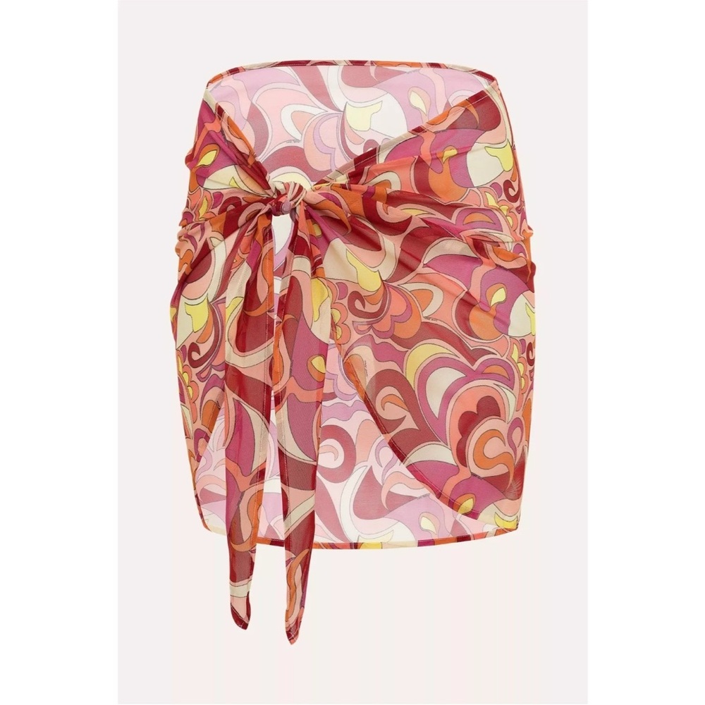 NWOT Nua Swim Printed Sarong Bathing Suit Wrap in Bossa Nova Pink